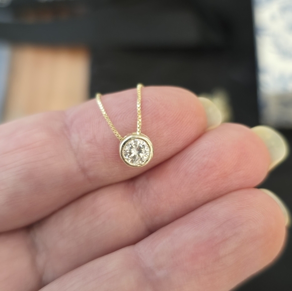 Isabella M 14K Gold Plated Sterling Silver Cubic Zirconia Pendant 16 +2 - Picture 3 of 7